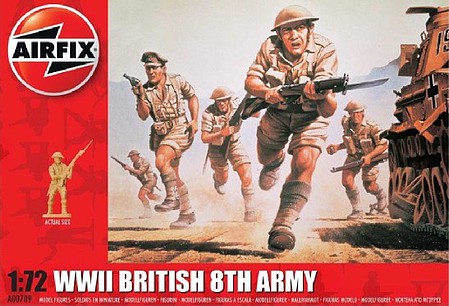Airfix WWII British 8th Army Figure Set Plastic Model Military Figure Kit 1/72 Scale #709