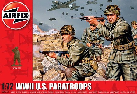 Airfix WWII US Paratroops Figure Set (Re-Issue) Plastic Model Military Figure Kit 1/76 Scale #751