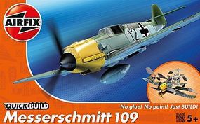 Airfix Messerschmitt Bf109 Fighter Quick Build Snap Tite Plastic Model Aircraft Kit #j6001