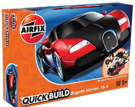 Airfix Quick Build Bugatti Veyron Car (Snap) Snap Tite Plastic Model Vehicle #j6020