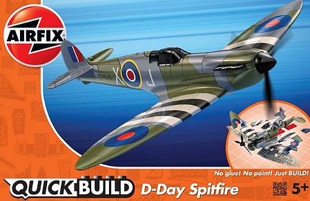 Airfix Quick Build Spitfire D-Day Fighter Snap Tite Plastic Model Airplane Kit #j6045