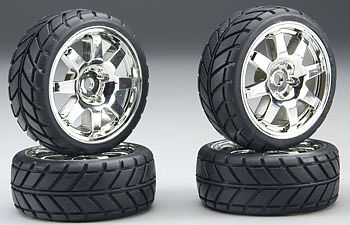Associated Associated 8-Spoke Chrome Wheels & Tires NTC3 (4)