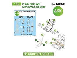 Art-Scale 1/48 Art Scale P-40E Warhawk / Kittyhawk seat belts - 3D 3Ded decals by ASK