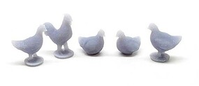 All-Scale-Miniatures Chicken Pack (unpainted) (5) HO Scale Model Railroad Figure #870999