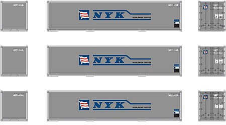 Athearn HO RTR 40 Smooth Containers, NYK (3)