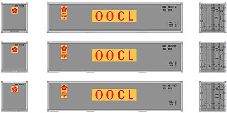Athearn HO RTR 40 Smooth Containers, OOCL (3)