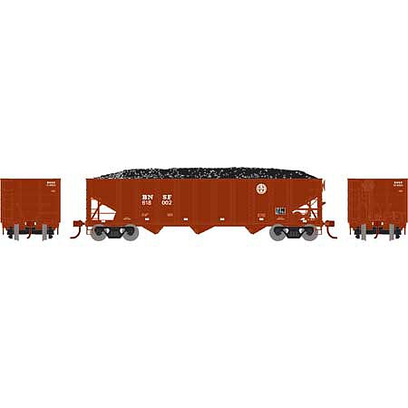 Athearn RTR 40 3-Bay Ribbed Hopper with load BNSF HO Scale Model Train Freight Car #15156