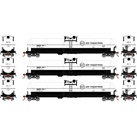 Athearn RTR 62 Tank AMPX (3) HO Scale Model Train Freight Car Set #16277