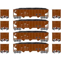 Athearn 40' 3-Bay Ribbed Hopper With Load Conrail #2 (4) N Scale Model Train Freight Car Set #25563