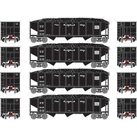 Athearn 40' 3-Bay Ribbed Hopper With Load CofG #2 (4) N Scale Model Train Freight Car Set #25572