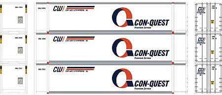 Athearn RTR 48 Container Conquest #1 (3) HO Scale Model Train Freight Car Load #27688