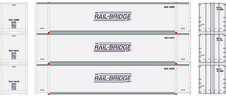 Athearn RTR 48 Container Rail Bridge #1 (3) HO Scale Model Train Freight Car Load #27692