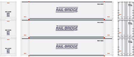 Athearn RTR 48 Container Rail Bridge #2 (3) HO Scale Model Train Freight Car Load #27693