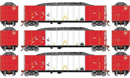 Athearn Thrall High Side Gondola With Load HZGX/White #1 (3) N Scale Model Train Freight Car Set #3841