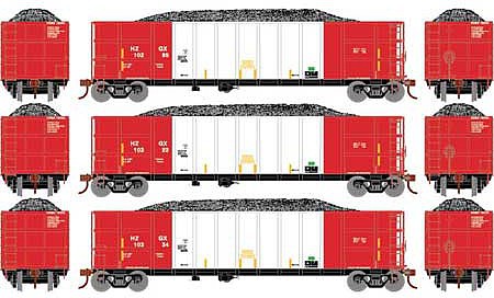 Athearn Thrall High Side Gondola With Load HZGX/White #3 (3) N Scale Model Train Freight Car Set #3843