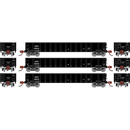 Athearn RTR 52 Mill Gondola CEFX (3) HO Scale Model Train Freight Car Set #8379