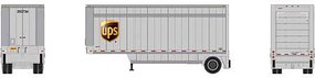 Athearn RTR 28' Drop Sill Trailer UPS with Shield #293734 HO Scale Model Railroad Vehicle #90210