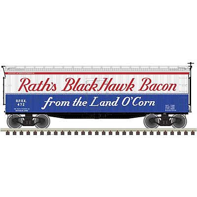 Atlas 40 Wood Reefer Raths Black Hawk Bacon #478 HO Scale Model Train Freight Car #20005837