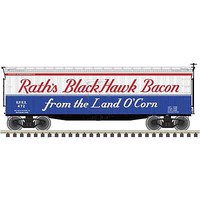 Atlas 40' Wood Reefer Rath's Black Hawk Bacon #478 HO Scale Model Train Freight Car #20005837