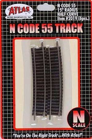 Code 55 15'' Radius Half Section Track (6) N Scale Nickel Silver Model ...