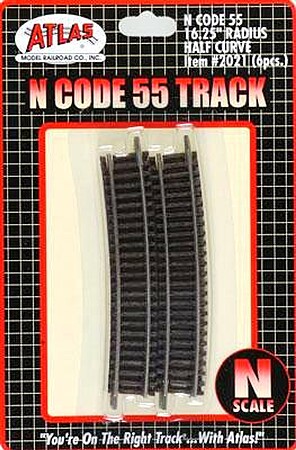 Atlas Code 55 Track 16-1/4'' Radius Half Curve pkg(6) N Scale Nickel ...