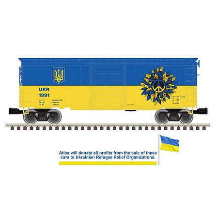 Atlas 2022 Ukraine Peace Edition 6 door PS-1 Boxcar (3RL) O Scale Model Train Freight Car #3001249