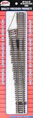 Atlas Code 83 #6 CL Turnout Left Hand HO Scale Nickel Silver Model Train Track #563