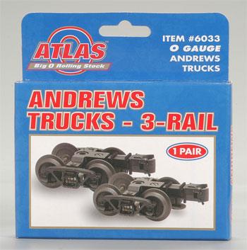 Atlas-O Andrews 3-Rail Trucks - 1 Pair O Scale Model Train Truck #6033
