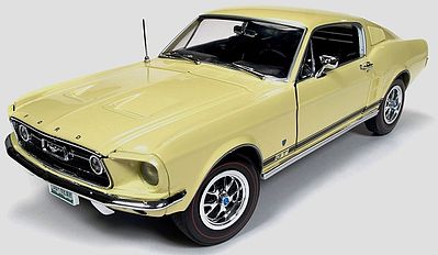 AutoWorldDiecast 1967 Ford Mustang GT 2+2 Diecast Model Car 1/18 Scale #1038