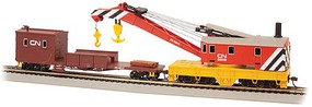 Bachmann Crane Derrick with Boom Tender Canadian National HO Scale Model Train Freight Car #16104