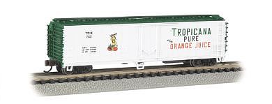 Bachmann ACF 50 Steel Reefer Tropicana White/Green N Scale Model Train Freight Car #17954