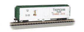 Bachmann ACF 50' Steel Reefer Tropicana White/Green N Scale Model Train Freight Car #17954