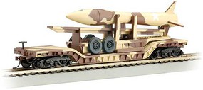 Bachmann 52' Center-Depressed Flatcar Desert Camo HO Scale Model Train Freight Car #18340