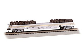 Bachmann HO 52' Wheel Flatcar w/load ATSF #198234