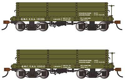 Bachmann 18 Low Side Gondola US Quartermaster (2) On30 O Scale Model Train Freight Car #26534