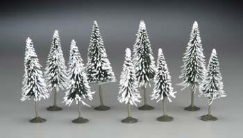 Bachmann 3-4 Pine Trees w/Snow (9) N Scale Model Railroad Scenery #32102
