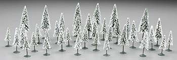 Bachmann 3-4 Inch Pine Trees w/Snow (36) N Scale Model Railroad Scenery #32153
