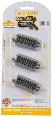 Bachmann Quarter Section 14 Radius Curved Track (6) N Scale Nickel Silver Model Train Track #44833