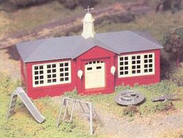 Bachmann School House w/Playground Accys Snap Kit O Scale Model Railroad Building #45611