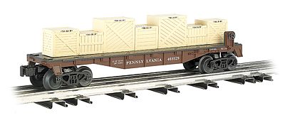 Bachmann 40 Flat Car w/Crate Load Pennsylvania O Scale Model Train Freight Car #47552