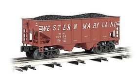 Bachmann 55-Ton 2-Bay Hopper w/Coal Western Maryland O Scale Model Train Freight Car #48203