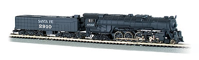 Bachmann Northern 4-8-4 w/Light 52 Tender Santa Fe #2910 N Scale Model Train Steam Locomotive #58153