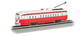 Bachmann PCC Streetcar w/DCC, Sound &amp; Sparking Trolley Pole Pittsburgh/Allegheny Tranist (red, white)