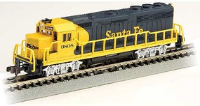 Bachmann EMD GP40 Santa Fe #3808 (Warbonnet, blue, yellow) N Scale Model Train Diesel Locomotive #63563