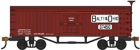 Bachmann 34 Wood Old-Time Boxcar Baltimore & Ohio HO Scale Model Train Freight Car #72309