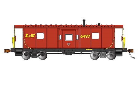 Bachmann Bay Window Caboose with Roof Walk L&N #6497 HO Scale Model Train Freight Car #73209