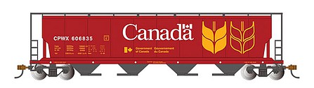 Bachmann 4-bay Cylindrical Hopper Canada Grain with FRED HO Scale Model Train Freight Car #73801