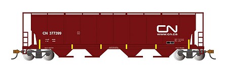 Bachmann 4-bay Cylindrical Hopper Canadian National with FRED HO Scale Model Train Freight Car #73803