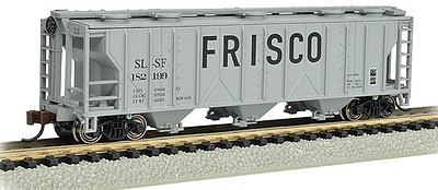 Bachmann PS-2 3-Bay Covered Hopper Frisco (gray, red) N Scale Model Train Freight Car #73855