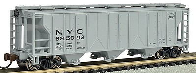 Bachmann PS2 3-Bay Covered Hopper NYC N Scale Model Train Freight Car #73856